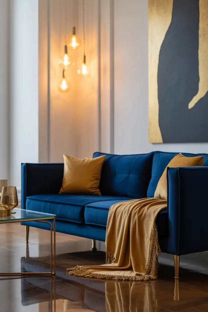 Living Room With Blue Sofa Ideas