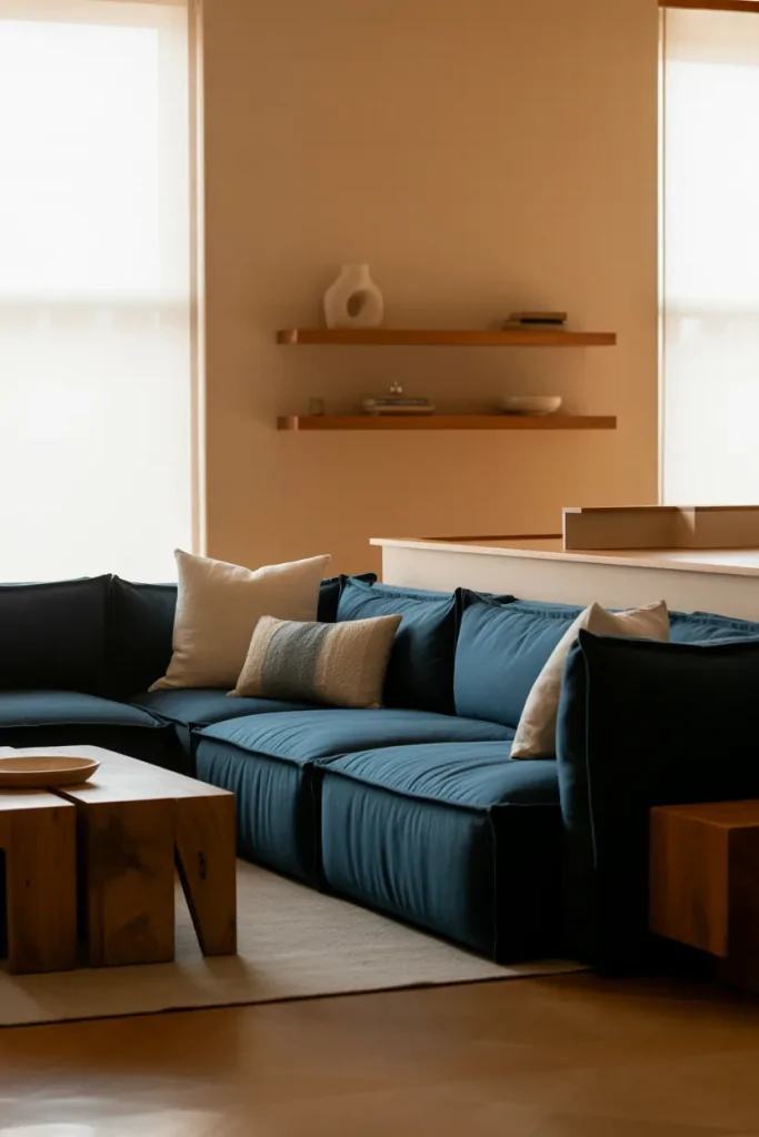 Living Room With Blue Sofa Ideas