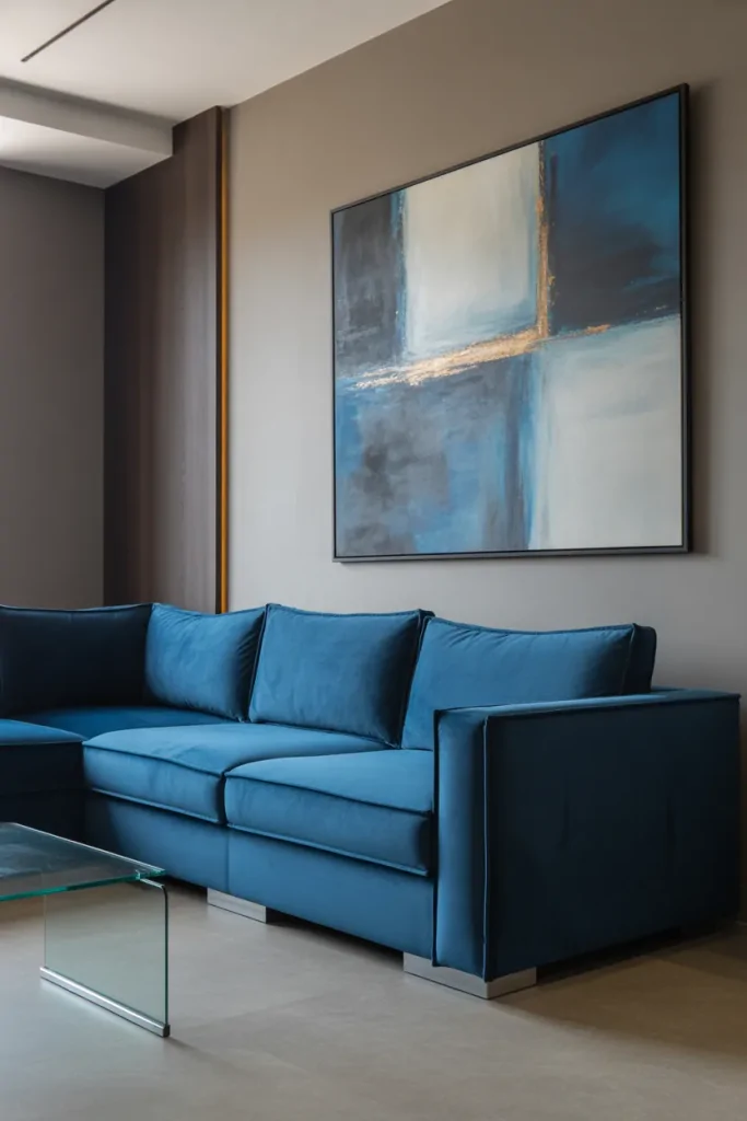 Living Room With Blue Sofa Ideas