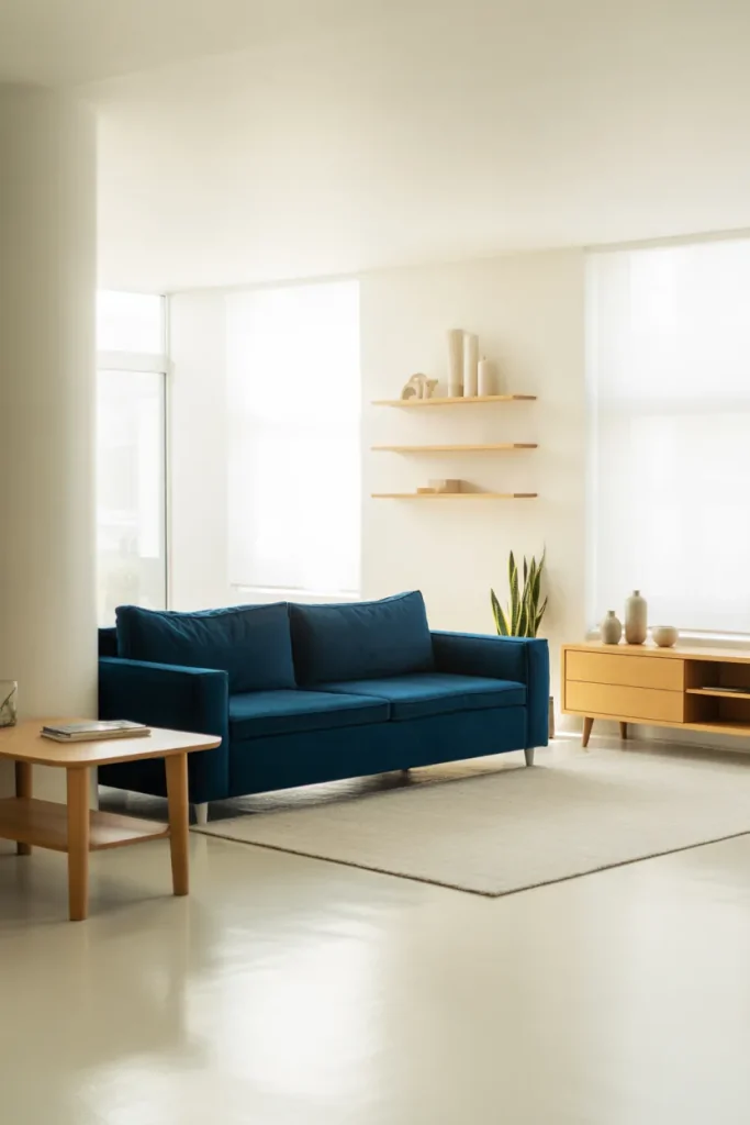 Living Room With Blue Sofa Ideas