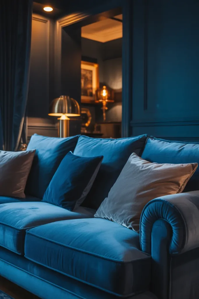 Living Room With Blue Sofa Ideas