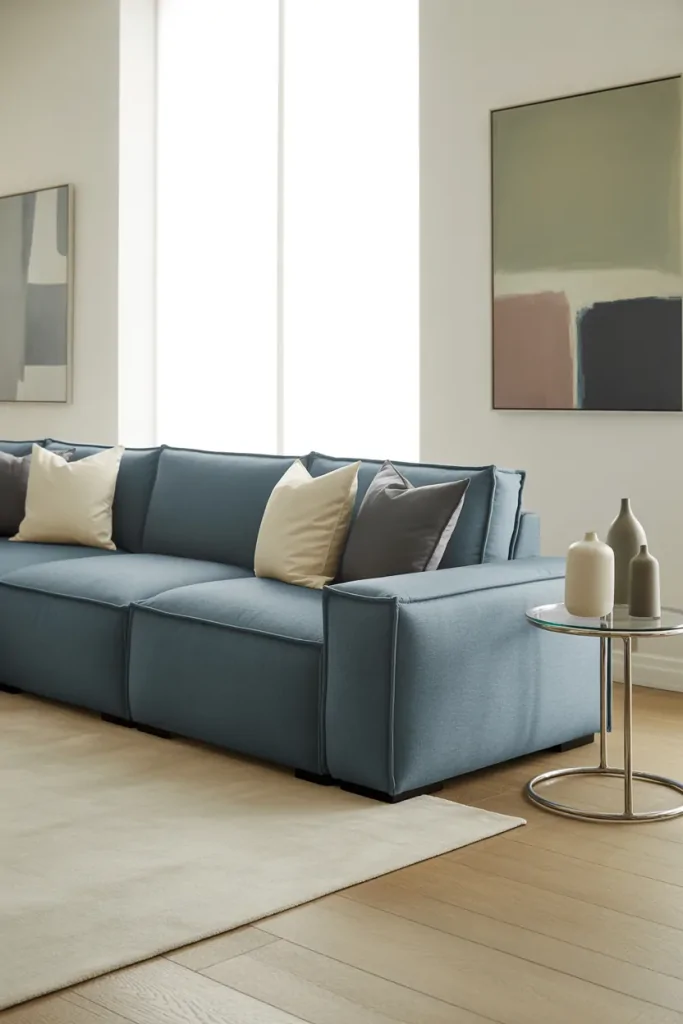 Living Room With Blue Sofa Ideas