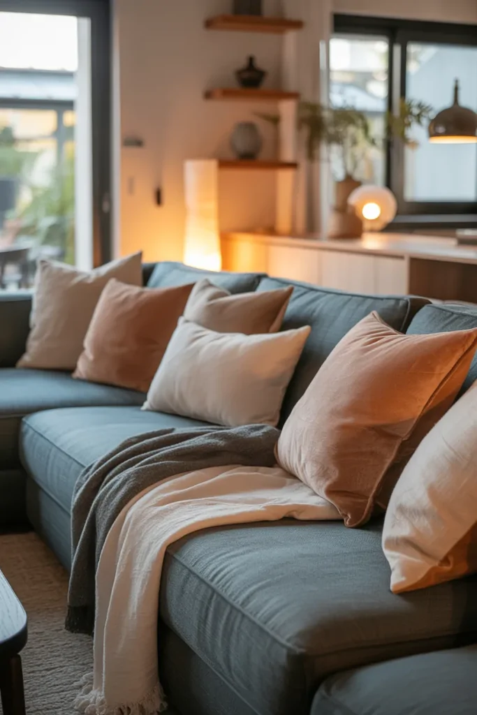 Living Room With Blue Sofa Ideas