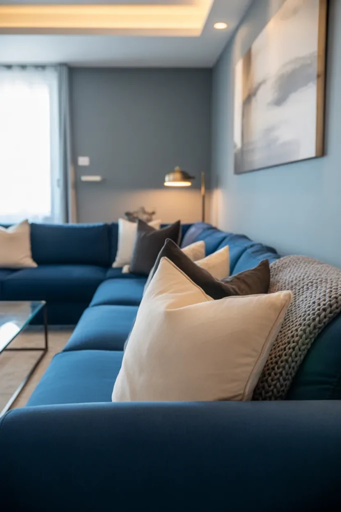 Living Room With Blue Sofa Ideas