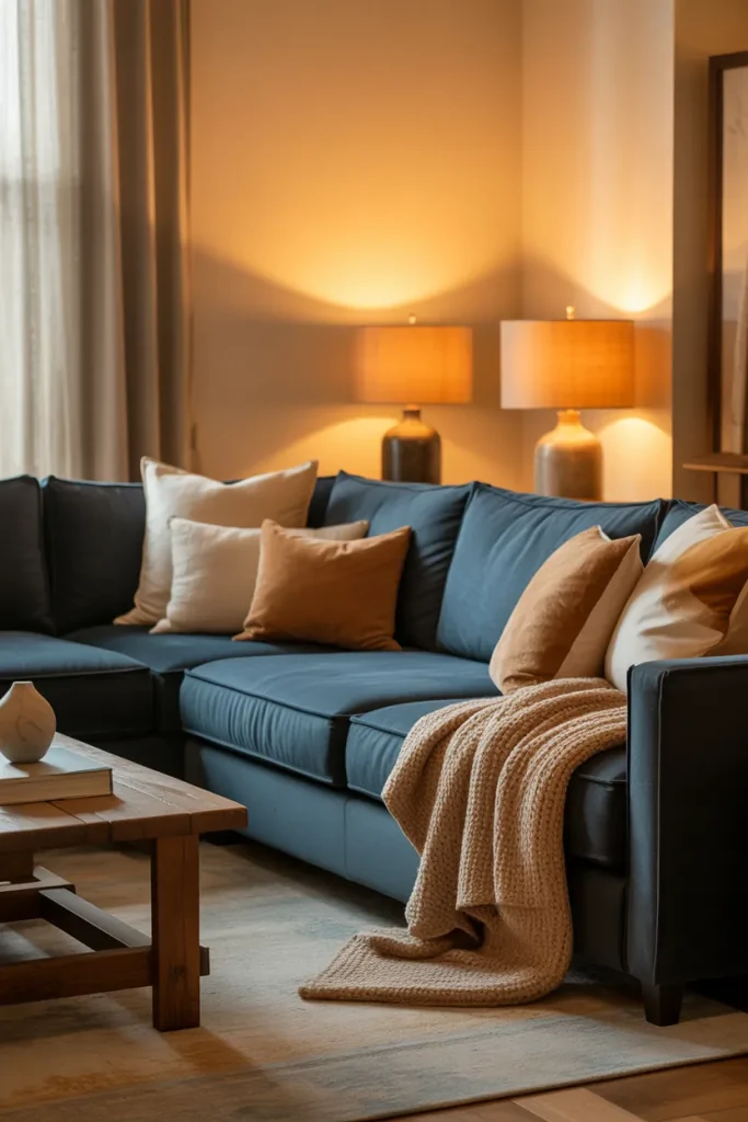 Living Room With Blue Sofa Ideas