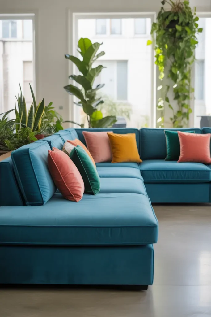 Living Room With Blue Sofa Ideas