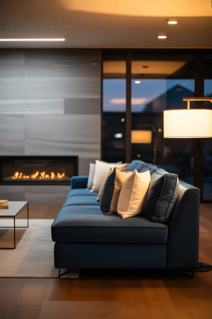 Living Room With Blue Sofa Ideas
