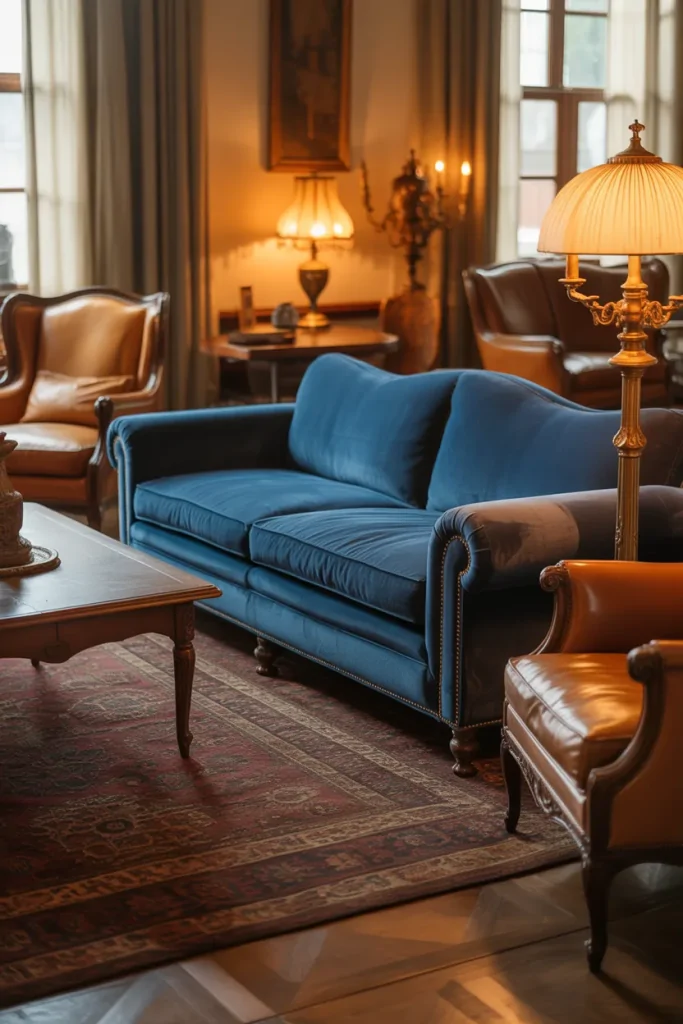 Living Room With Blue Sofa Ideas