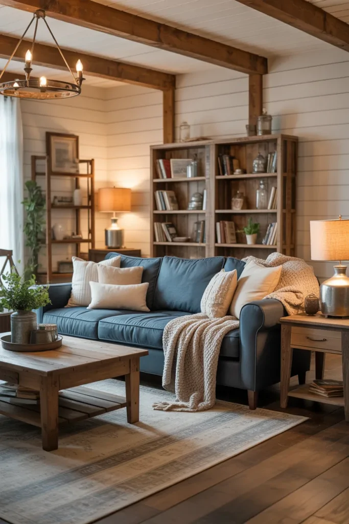 Living Room With Blue Sofa Ideas