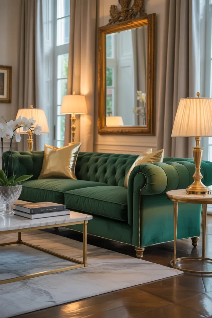 Living Room With Green Couch Ideas