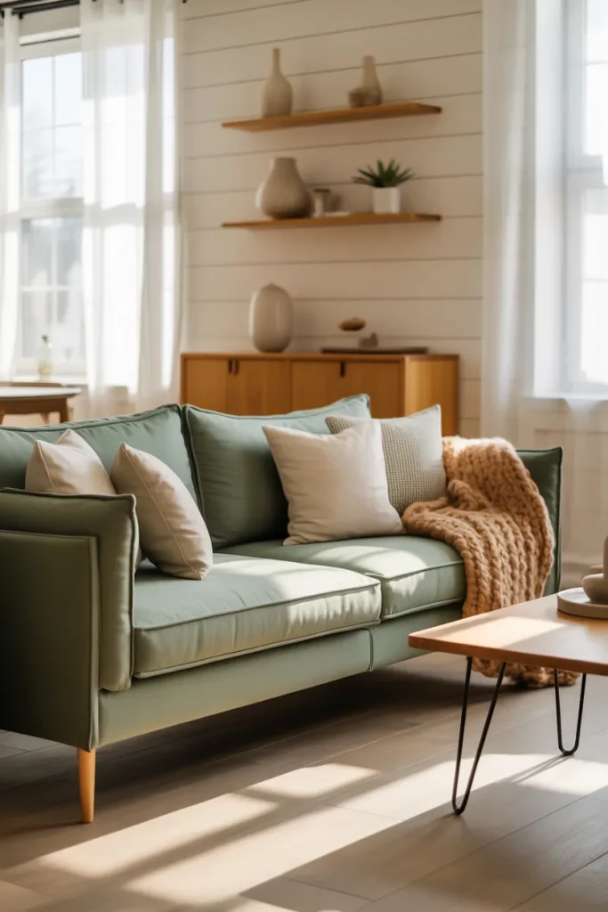 Living Room With Green Couch Ideas