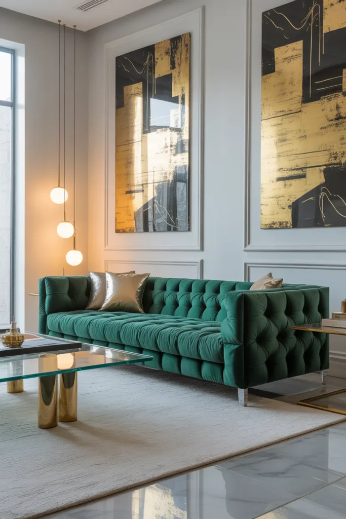 Living Room With Green Couch Ideas