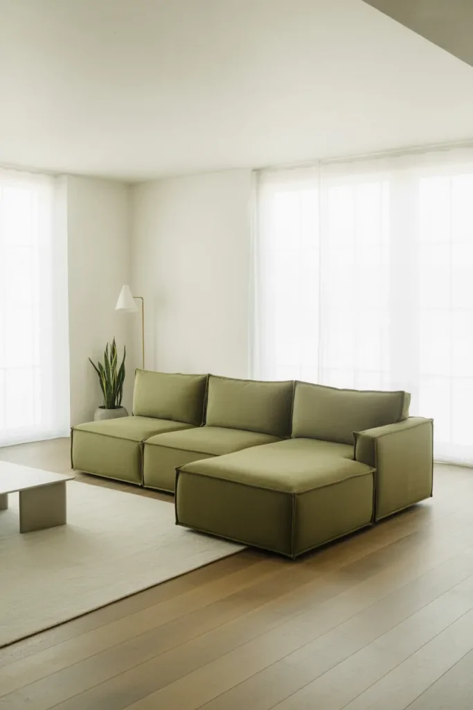 Living Room With Green Couch Ideas