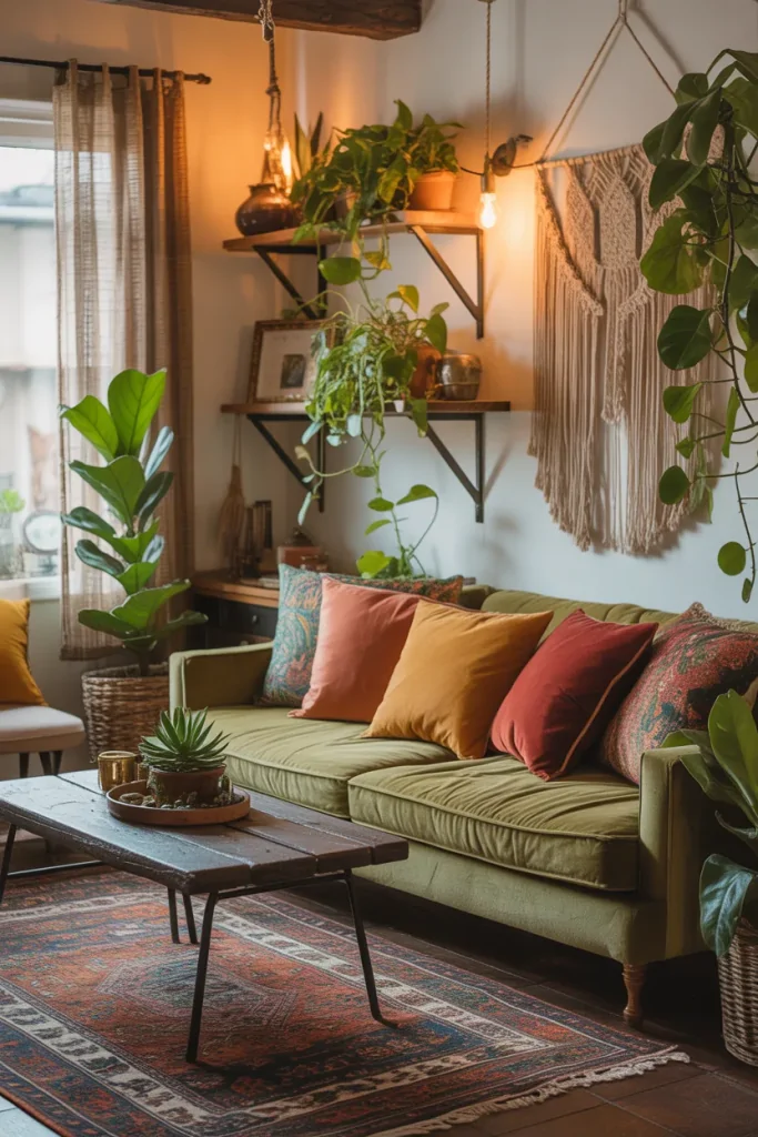 Living Room With Green Couch Ideas