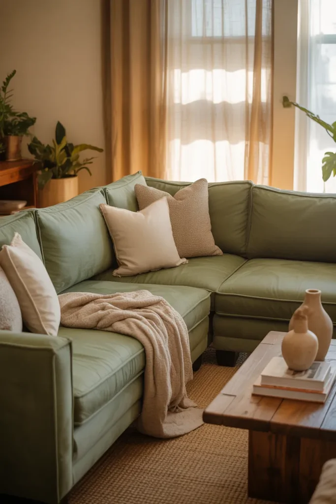 Living Room With Green Couch Ideas