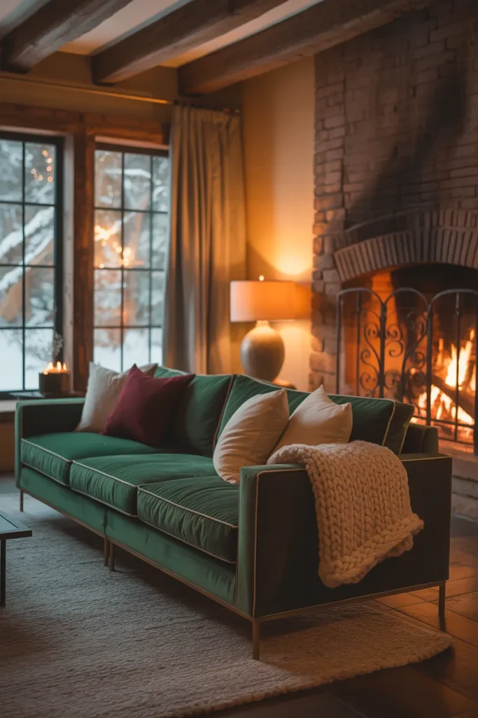 Living Room With Green Couch Ideas