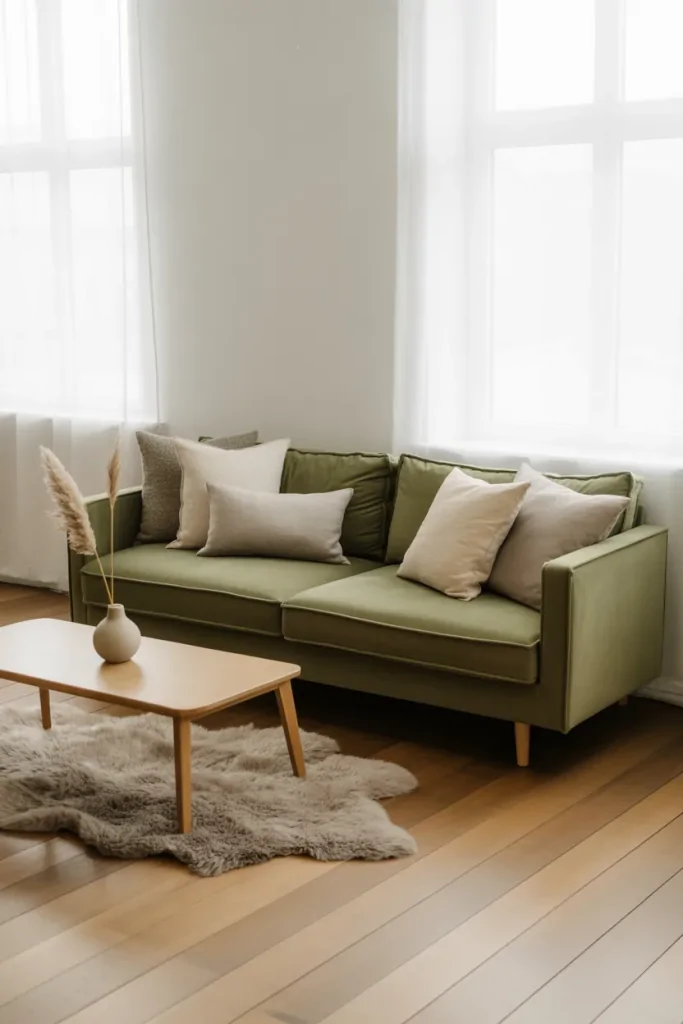 Living Room With Green Couch Ideas